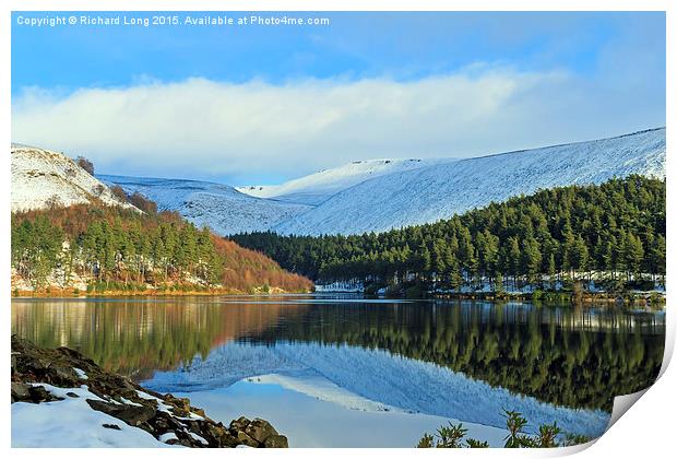  Winter Reflected in the  Derwent Reservoir Print by Richard Long