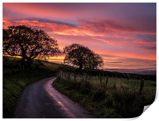 Majestic Sunrise Over Welsh Countryside Print by P D