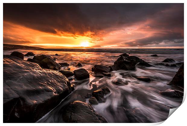  Amroth Beach Sunrise Print by Simon West