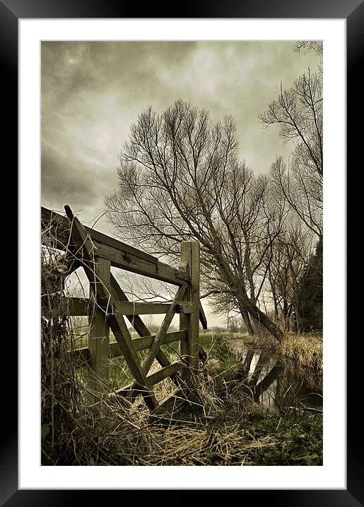 5 bar gate and ditch Framed Mounted Print by Stephen Mole