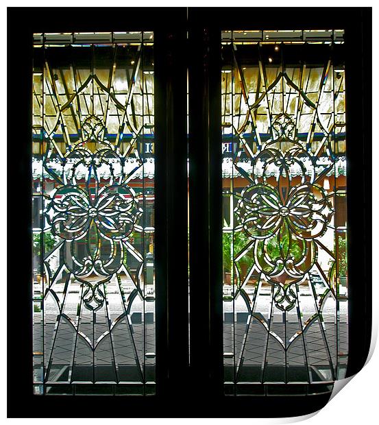 Antique Lead Glass Doors Print by Mark Sellers
