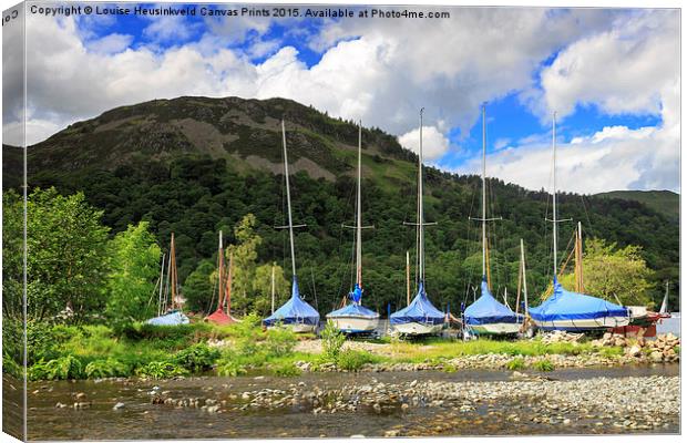 Sailboats covered and beached at Glenridding, Lake Canvas Print by Louise Heusinkveld