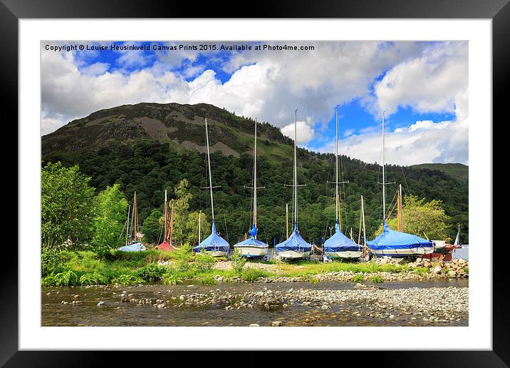 Sailboats covered and beached at Glenridding, Lake Framed Mounted Print by Louise Heusinkveld