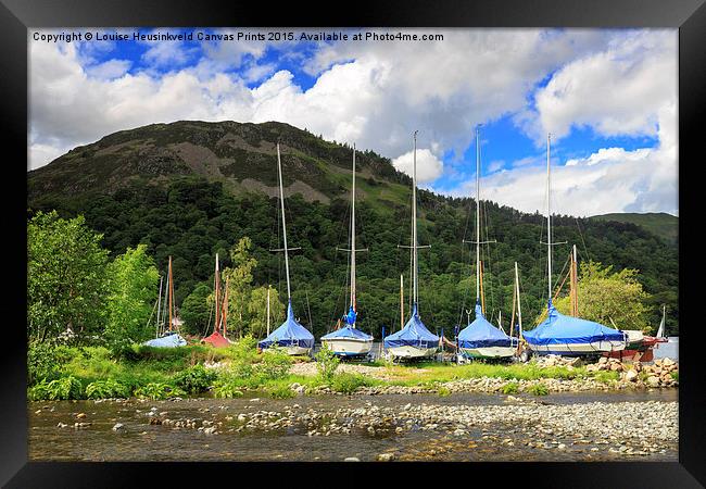 Sailboats covered and beached at Glenridding, Lake Framed Print by Louise Heusinkveld