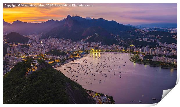  Sunset over Rio Print by Vladimir Korolkov