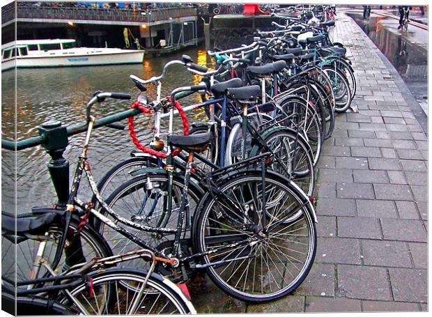 Bike Parking -- Amsterdam in November Canvas Print by Mark Sellers