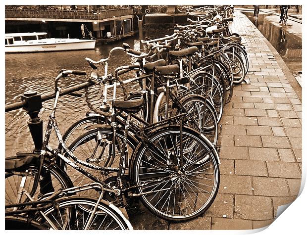 Bike Parking -- Amsterdam in November SEPIA Print by Mark Sellers