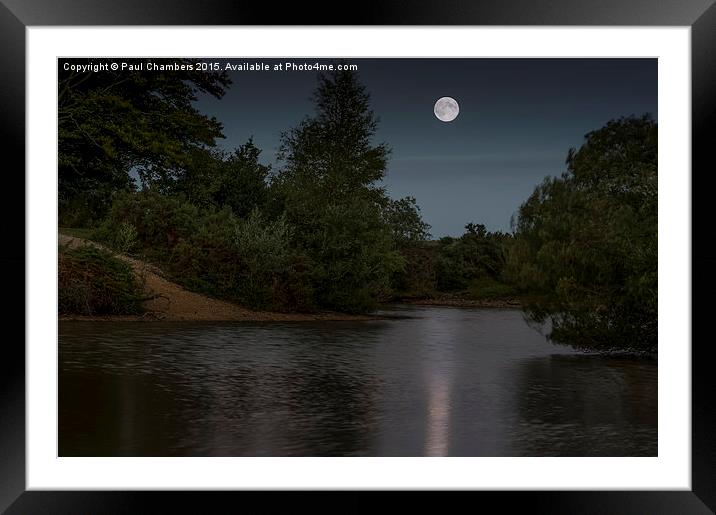  MoonLit Cadnam Pool New Forest Framed Mounted Print by Paul Chambers