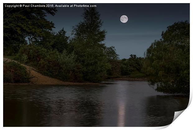  MoonLit Cadnam Pool New Forest Print by Paul Chambers