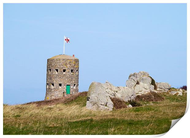 loophole towers in Guernsey that guard the coastli Print by chris smith