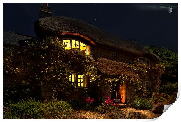  A Thatched, country dream Cottage Print by Rob Lester
