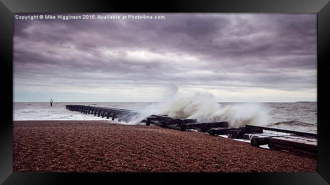 Languard Point Storm Framed Print by Mike Higginson
