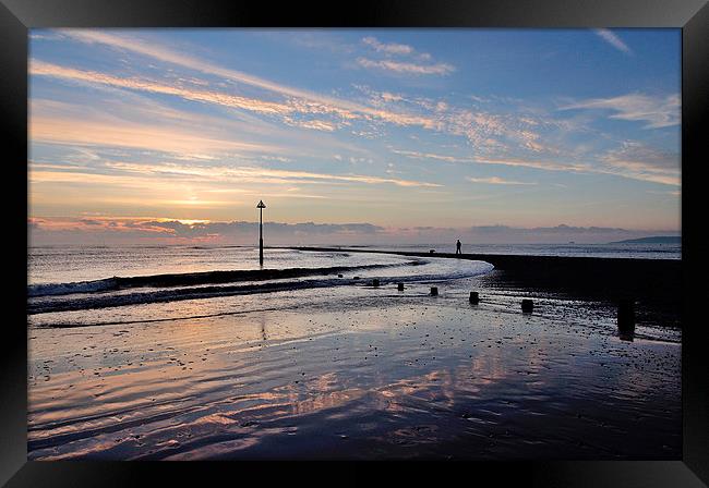  Sunrise at Low Tide on Teignmouth Beach Framed Print by Rosie Spooner