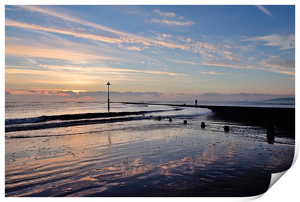  Sunrise at Low Tide on Teignmouth Beach Print by Rosie Spooner