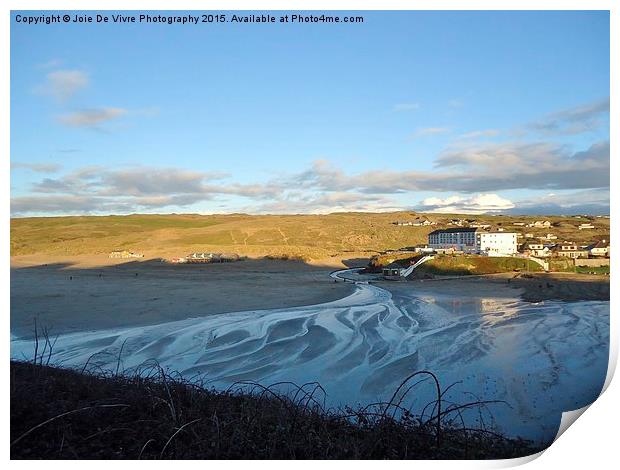  Waves In The Sand - Perranporth Cornwall Print by  