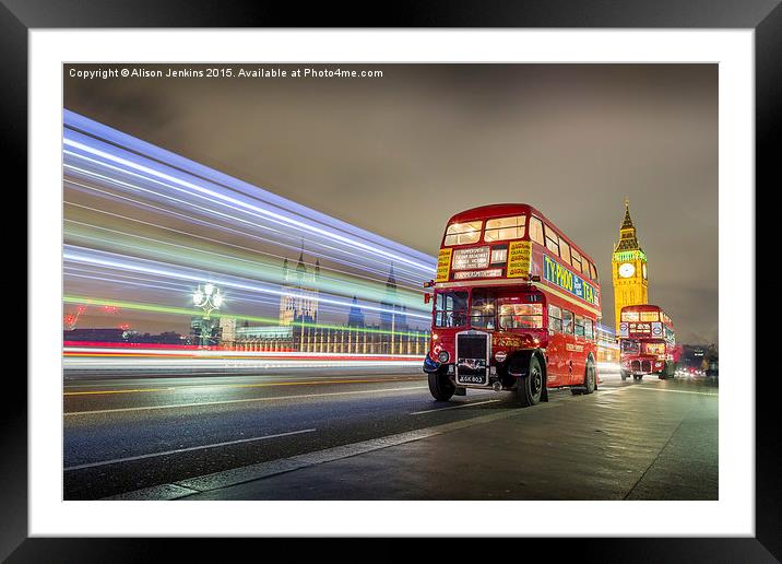  Westminster Buses Framed Mounted Print by Alison Jenkins
