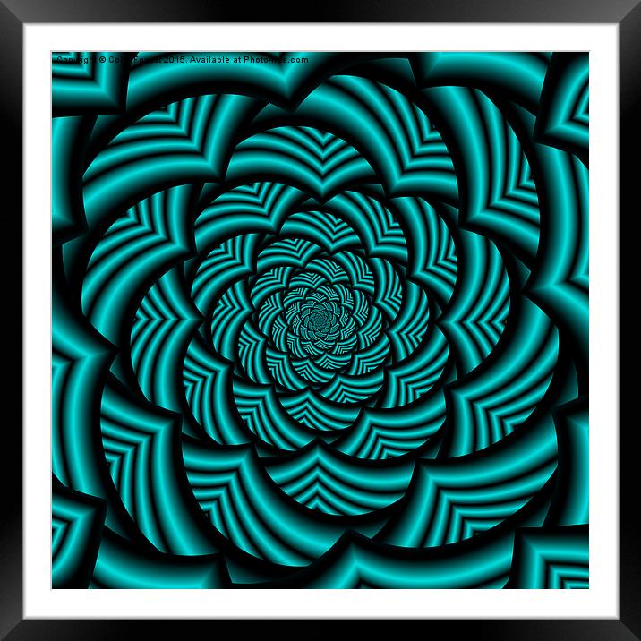 Curved Chevron Spiral in Turquoise  Framed Mounted Print by Colin Forrest