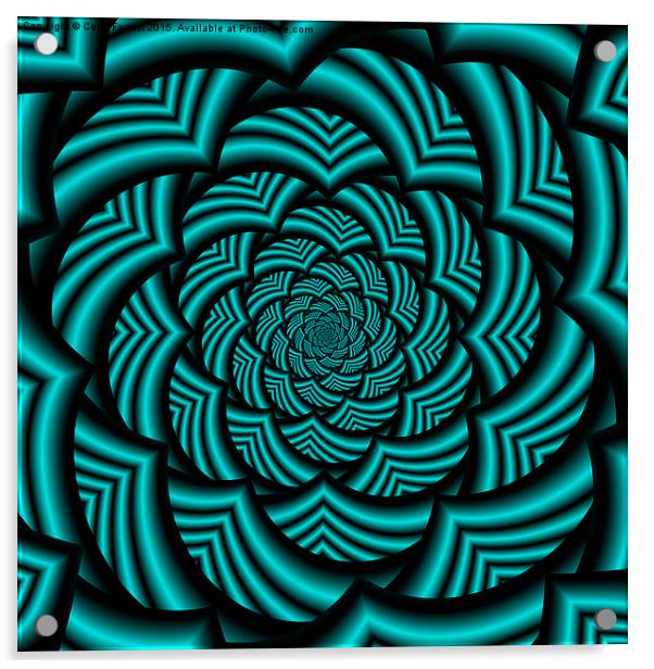 Curved Chevron Spiral in Turquoise  Acrylic by Colin Forrest