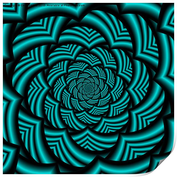 Curved Chevron Spiral in Turquoise  Print by Colin Forrest