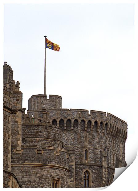 Royal Standard flies above Windsor Castle Print by Chris Day