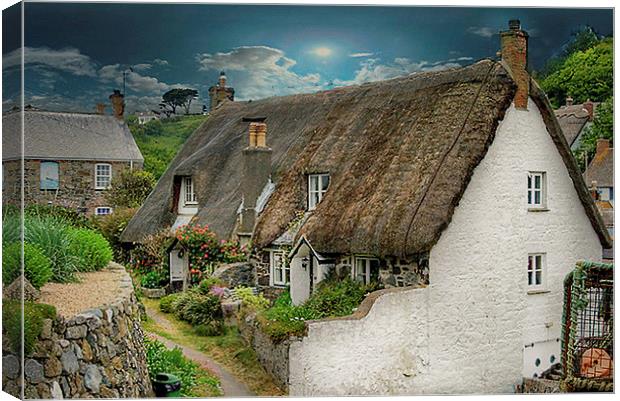  Cottage in Cornwall Canvas Print by Irene Burdell