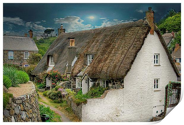  Cottage in Cornwall Print by Irene Burdell