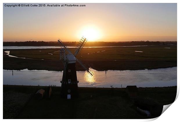  Berney Arms Mill at Dawn Print by Elliott Corke