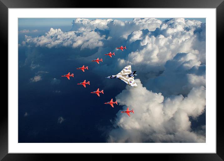Red Arrows and Vulcan above clouds Framed Mounted Print by Gary Eason