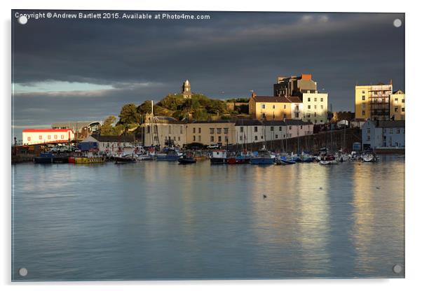 Sunset of Tenby Harbour Acrylic by Andrew Bartlett