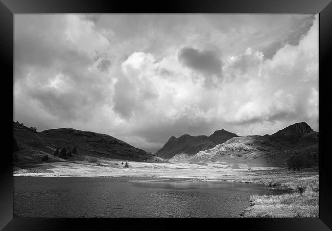 Blea Tarn with Langdale Pikes beyond. Cumbria, UK. Framed Print by Liam Grant