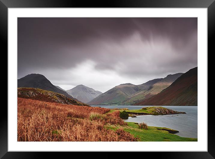 Rain clouds over Scafell and Great Gable. Wastwate Framed Mounted Print by Liam Grant