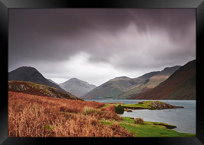 Rain clouds over Scafell and Great Gable. Wastwate Framed Print by Liam Grant