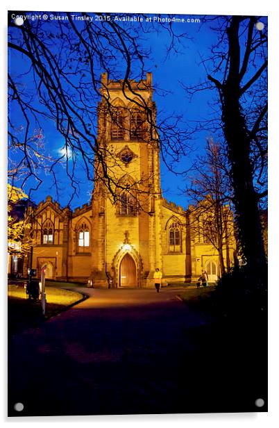 Church at night Acrylic by Susan Tinsley
