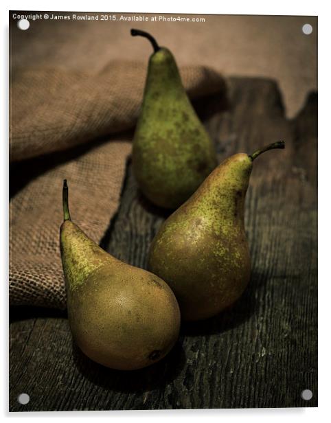 The Three Pears Acrylic by James Rowland