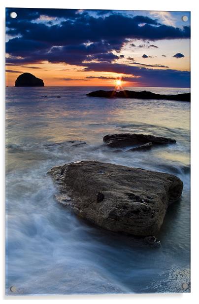 Gull Rock Sunset Acrylic by David Wilkins