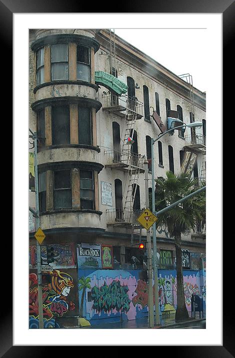 graffiti on hotel Framed Mounted Print by Patti Barrett