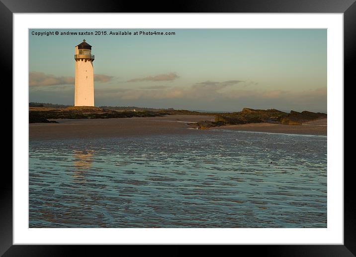  SUNSET LIGHT HOUSE Framed Mounted Print by andrew saxton