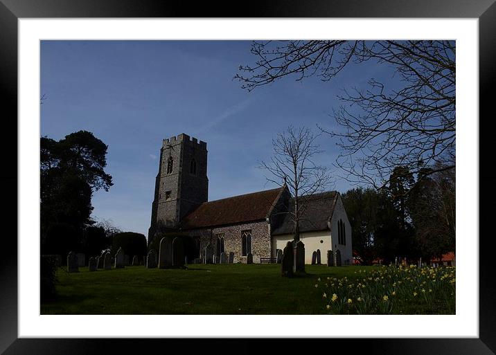 All Saints Church Horsford In Spring  Framed Mounted Print by Malcolm Snook