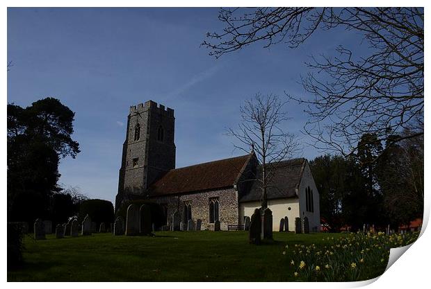 All Saints Church Horsford In Spring  Print by Malcolm Snook