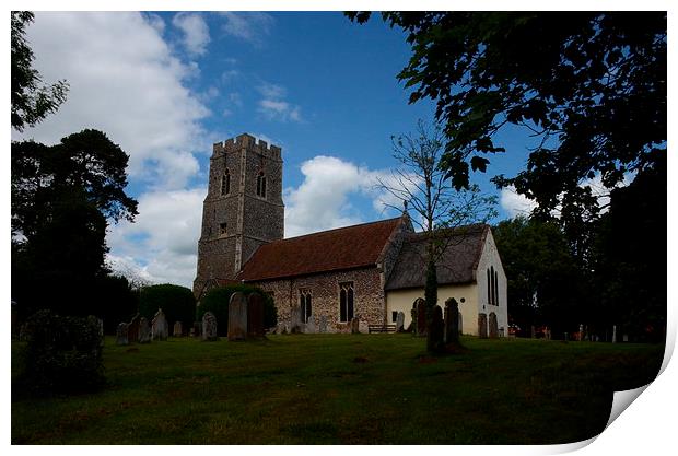  All Saint's Church Horsford In Summer Print by Malcolm Snook