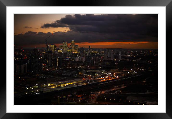 Docklands Skyline Sunset Framed Mounted Print by David French