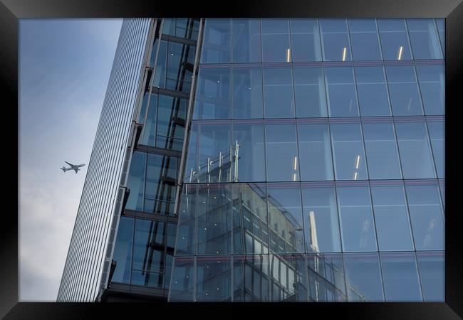 The Shard London and Jet Aircraft Framed Print by David Pyatt