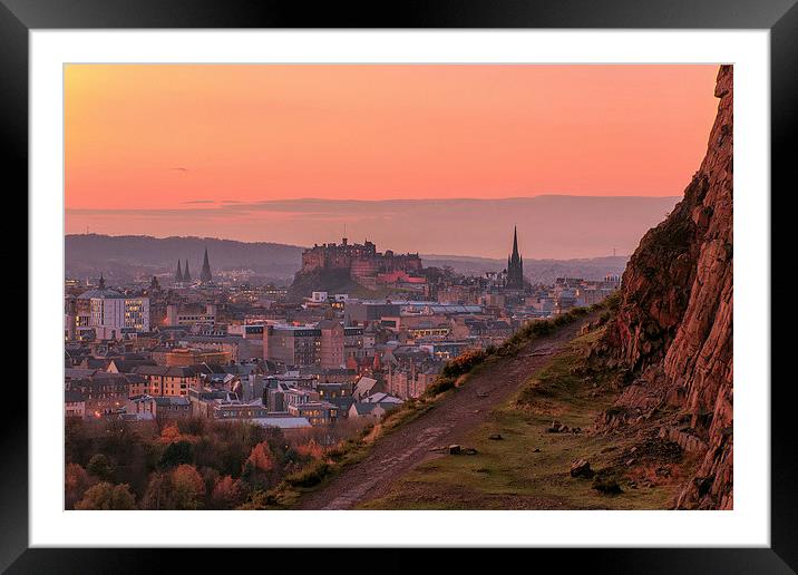  Edinburgh Castle at Sunset Framed Mounted Print by Miles Gray