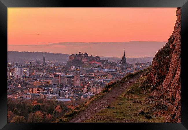  Edinburgh Castle at Sunset Framed Print by Miles Gray