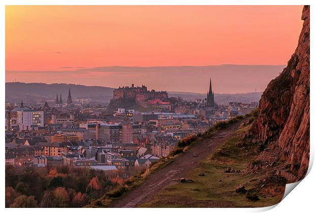 Edinburgh Castle at Sunset Print by Miles Gray