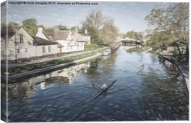 Rowing on the River Cam  Canvas Print by Keith Douglas