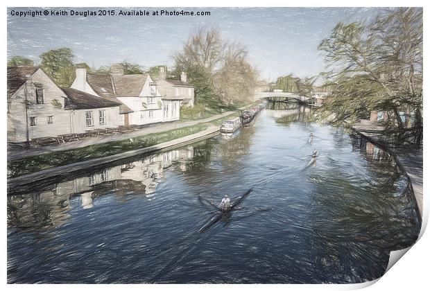 Rowing on the River Cam  Print by Keith Douglas