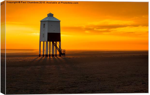Majestic Wooden Lighthouse at Sunset Canvas Print by Paul Chambers