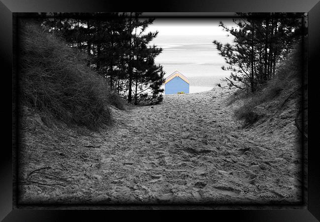 Hidden Paradise, Beach Hut at Wells Framed Print by Johanna Garlike