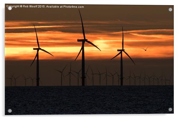  Holland on Sea wind farm Acrylic by Rob Woolf